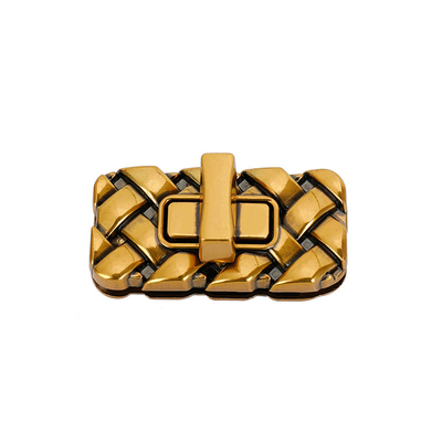 Bolso de mano tejido rectangular Cerradura de giro de metal Cerradura de bolso de mano dorado