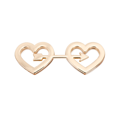 Herrajes de bloqueo de bolso con forma de flecha de corazón doble Color dorado pálido