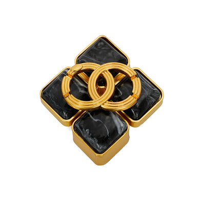 Herrajes reutilizables para candado de bolso, anillo doble de trébol de cuatro hojas negro y dorado
